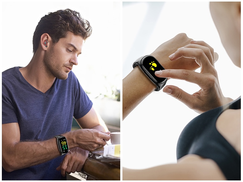 LEMFO M1 Newest AI Smart Watch With Bluetooth Earphone Heart Rate Monitor Smart Wristband Long Time Standby Sport Watch Men